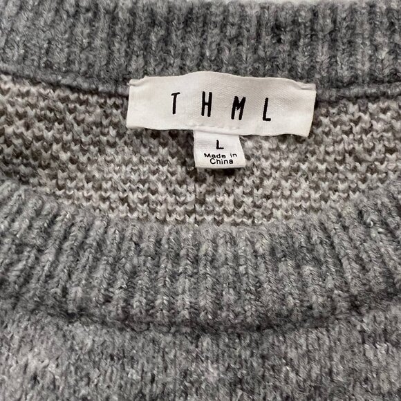 THML Smiley Face Sweater, Gray, L - Picture 3 of 10